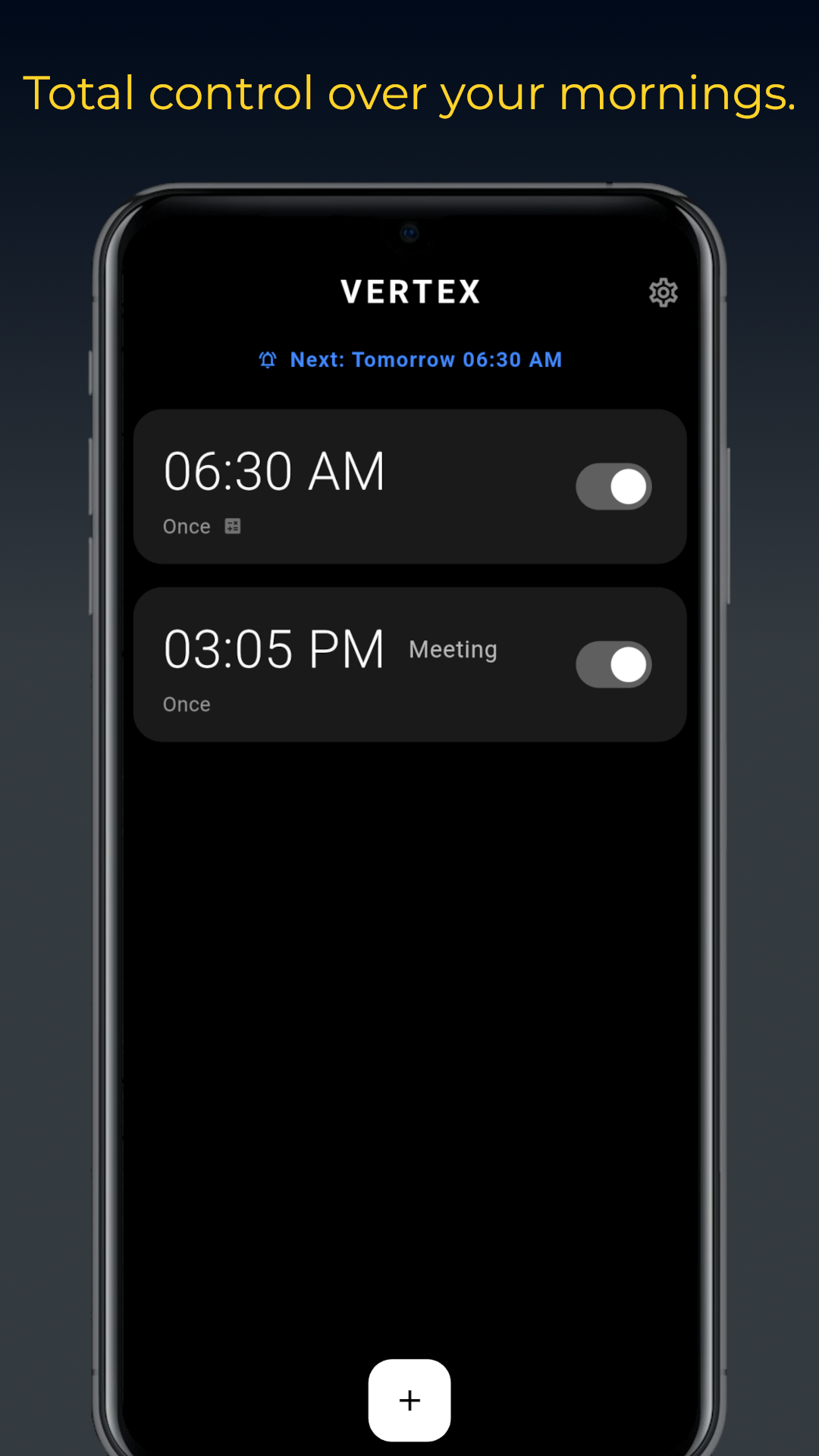 Vertex Alarm — Main screen