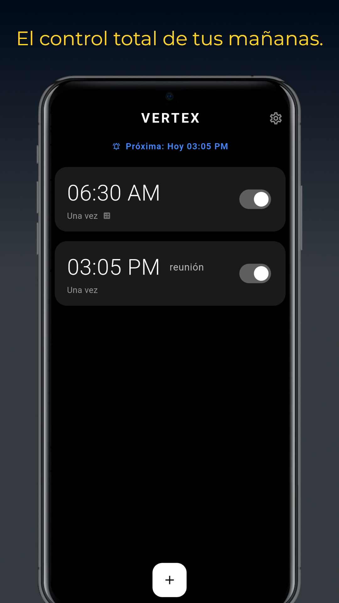 Vertex Alarm — Pantalla principal
